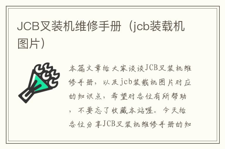 JCB叉装机维修手册（jcb装载机图片）